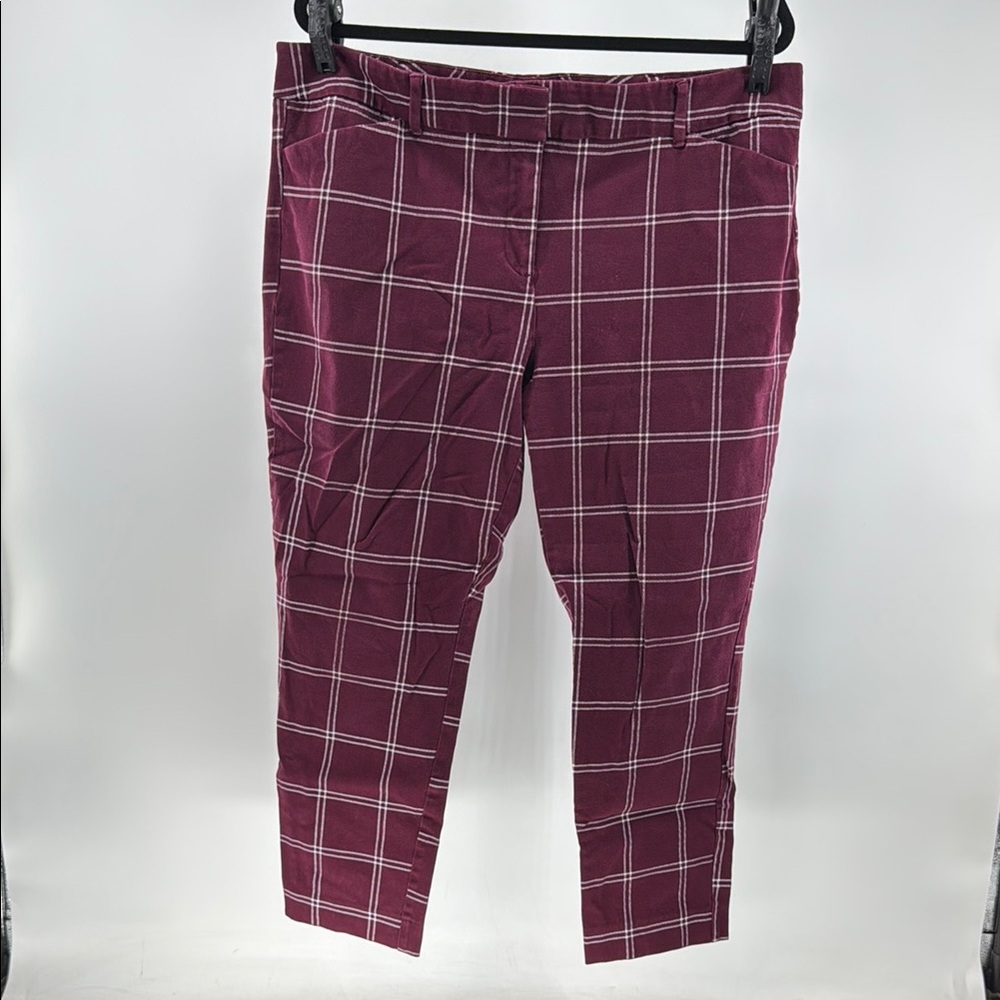 New York & Company Women's Burgundy Plaid Capris